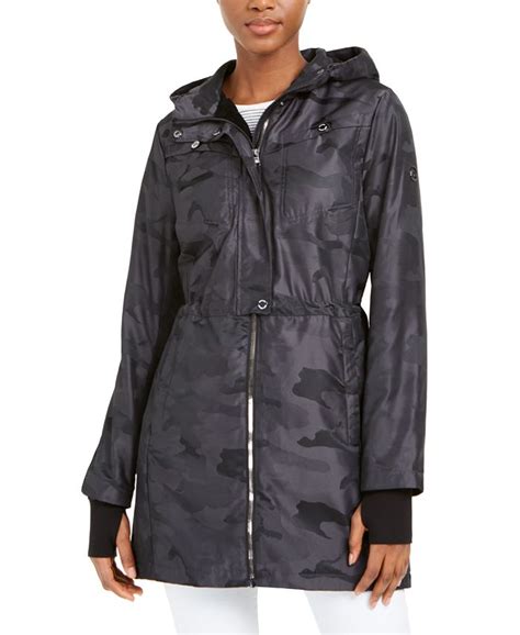 michael kors black camo jacket|michael kors jacket women overcoat.